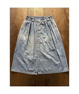 1990&#39;s Y2K Mom Jeans Denim Maxi Skirt Pleated Waist Two Pocket - £23.66 GBP