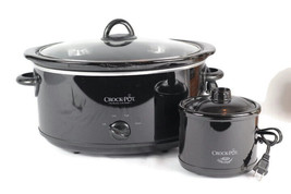 Crock Pot Black The Original Slow Cooker Classic w/ Little Dipper Warmer SCV603B - £70.42 GBP