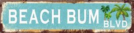 Vintage Style Tin Sign Retro Metal Beach Bum Blvd Signs Stylish 12"L x 4"W - $17.82