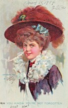 Beautiful Woman~You Know You&#39;re Not Forgotten~Artist Edwin KIEFER~1909 Postcard - £10.45 GBP