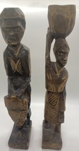 Vintage Tribal African Couple Hand Carved Wooden 12&quot; Sculptures  ~ Man &amp;... - £39.56 GBP