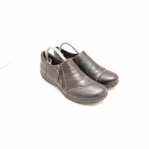 Clarks Brown Leather Comfort Slip On Soft Cushion Women&#39;s Size 9 - £30.62 GBP
