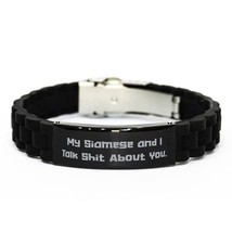 My Siamese and I Talk Shit About You. Black Glidelock Clasp Bracelet, Siamese Ca - £15.62 GBP