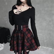 Black Checkered Women&#39;s Gothic Skirt - £21.83 GBP