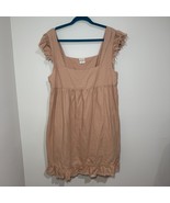 Aerie Frayed Ruffle Flutter Sleeve Babydoll Mini Dress XL Tan Boho Cotta... - $31.38 CAD