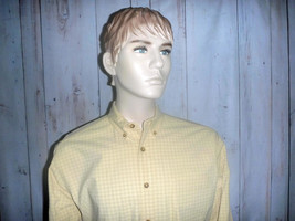 Eddie Bauer Men&#39;s Large Shirt Yellow &amp; Gray Plaid L/S All Cotton Button ... - £21.85 GBP