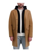DKNY Mens Overcoat Tan Faux Wool Pockets Removable Bib Hood Heavyweight - $2,203.69 MXN