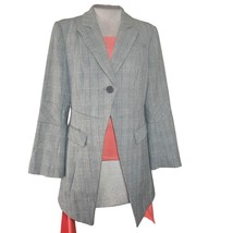 Grey Plaid One Button Blazer Jacket Size 12 - £27.69 GBP