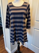 Pure DKNY Navy Gray Striped Cotton Tunic SZ P EUC - $719.68 MXN