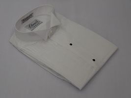 Men's Tuxedo shirt By Classix  Wing Tip Formal Pleated Front After Six M00 White image 2