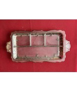 Vtg Frosted Glass Divided Tray with Silver Grape Vines Overlay - $227.63 MXN