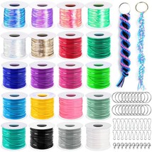 Boondoggle Lanyard String Kit With 20 Rolls Plastic Lacing Cord And 50Pc... - £40.88 GBP