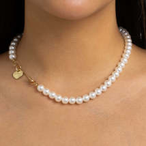 Pearl &amp; 18K Gold-Plated Heart Pin Necklace - £11.16 GBP