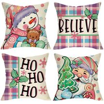 Fjfz Set of 4 Christmas Snowman Santa Pillow Covers 16x16 Plaid Polka Dot - $4.06 Fjfz Set of 4 Christmas Snowman Santa Pillow Covers 16x16 Plaid Polka Dot - $4.06