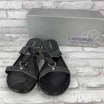 Catherines Black And Silver Sandals Size 12W Straps Metal Accents New Wi... - £20.23 GBP