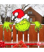 Christmas Outdoor Decorations Stealing Christmas Outdoor Fence Peeker De... - $23.50