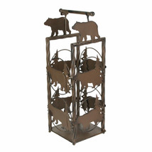 Rustic Metal Brown Bear Floor Standing Toilet Paper Holder With Roll Sto... - £27.23 GBP