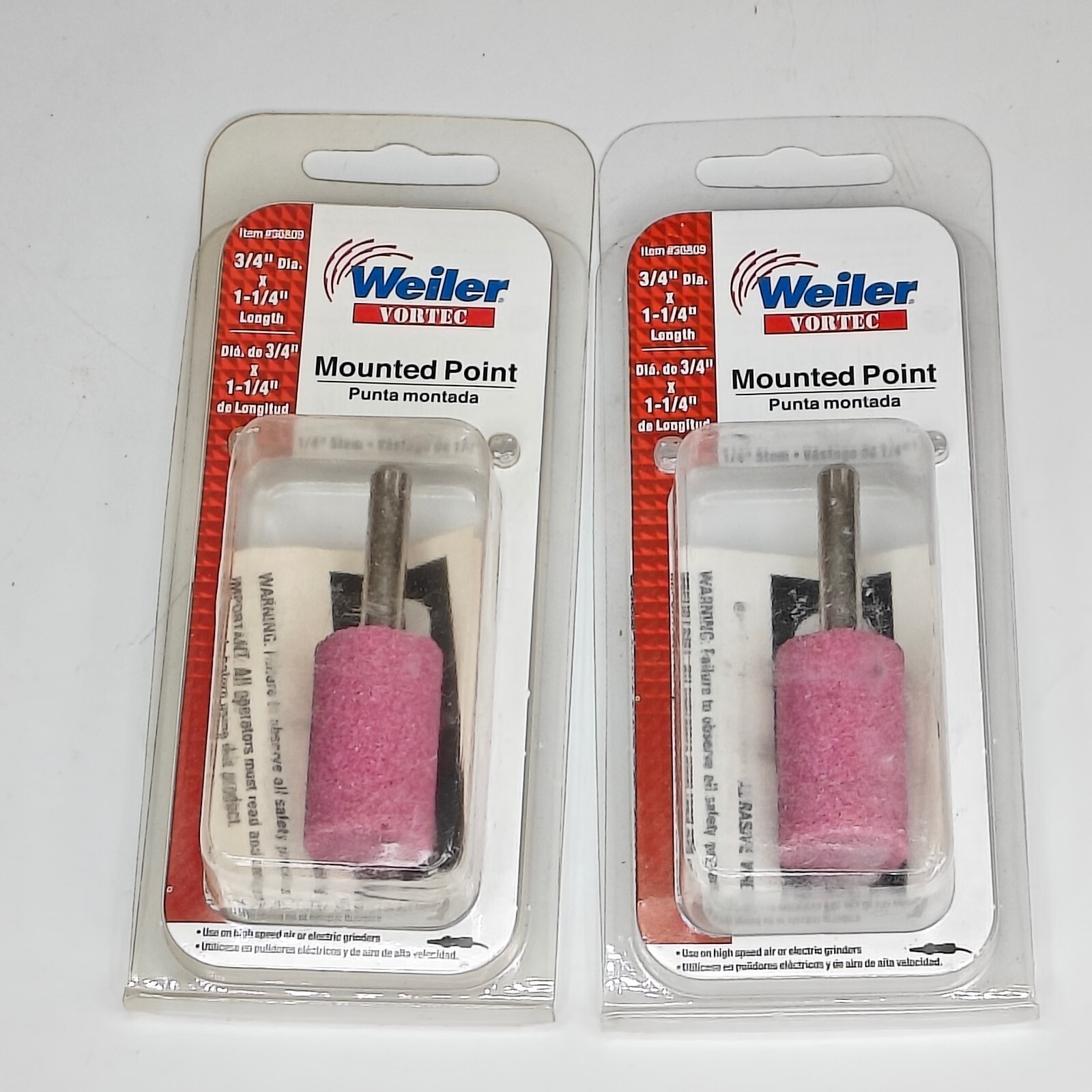 2 pk Weiler 36809 Cylinder Grinding Mounted Point 3/4&quot; x 1-1/4&quot; Aluminum... - $10.88