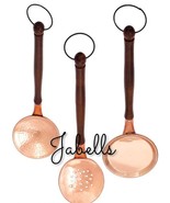 Set of 3 Copper Serving Spoon With Wooden Handle And Ring - $1,152.38 MXN