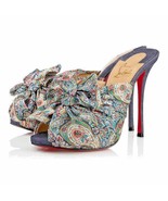 Christian Louboutin Moniquissima 38 Paisley Satin Denim Heel 120 MM Box ... - $470.25