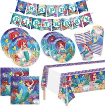 Little Mermaid Party Supplies Ariel Birthday Party Decorations Includes Banner T - £35.44 GBP