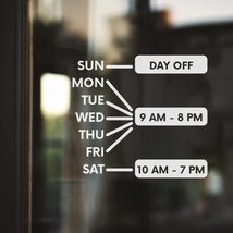 Customized Storefront Hours Decal - Custom Store Hours - Business Day Off Window - £9.46 GBP+