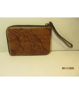 Patricia Nash Map Print Leather Wristlet Wallet Zip Around Coin Purse - $24.48