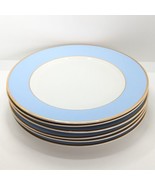 Doulton Bruce Oldfield Dinner Plates 10.25&quot; Set of Six, Blue &amp; Gold, 2004 - $45.62
