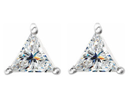 Triangle Natural Mined Diamond Studs 14k White Gold (2.02 Ct E-f SI1 Cla... - $7,898.90