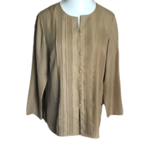 Maggie Sweet Women&#39;s Button Up Classy Shirt Blouse ~ Sz M ~ Tan ~ Long Sleeve - £10.78 GBP