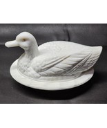 Vintage WESTMORELAND White Milk Glass Large DUCK ON A NEST Candy / Cover... - $19.98