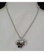 SILVER COLOR SNAKECHAIN NECKLACE HEART CHARM BLACK&amp;CLEAR STONES FASHION ... - £9.40 GBP
