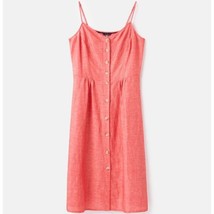 NWT Womens Size 4 Joules Chambray Red Abby Solid Button Through Strappy Dress - £34.20 GBP
