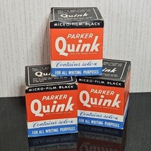 Parker Quink Bottled Ink Lot 3 Micro Film Black Permanent for Pens Vinta... - $68.58