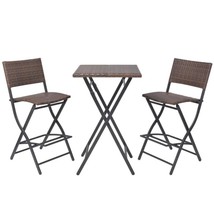Outdoor Garden Patio Camping 3 Piece Poly Rattan Folding Bistro Dining S... - £146.18 GBP+
