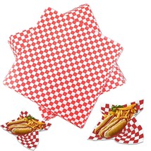 100 Sheets Red And White Checkered Dry Waxed Deli Paper Sheets, Paper Li... - £17.57 GBP