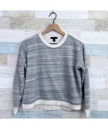 J Crew Boxy Fit High Low Sweatshirt Gray Space Dye Tencel Blend Womens X... - £23.51 GBP