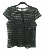 MILLY Schwarze Spitze Flügelärmel Top mit Pailletten Sz 6 - $118.70