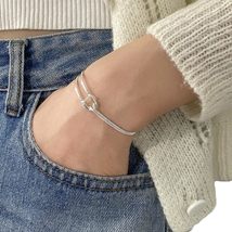 Fine Jewelry 925 Sterling Silver Double Layer Chain Bracelet for Women - £25.24 GBP
