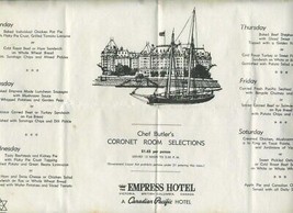 Empress Hotel Placemat Victoria BC Canada Canadian Pacific  - £23.49 GBP