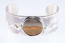 Vintage Sunset Agate Sterling Silver Cuff Bracelet - $258.84
