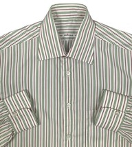 NEW Kiton Fine Dress Shirt!  16 e 41  White With Colorful Stripes  Spread Collar - $259.99