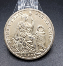 Peru Silver Coin  0.500  1 Sol 1926 Liberty Seated ~  KM# 218.1 Circulated Toned - £27.24 GBP