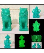 GLOW in the DARK-Ganesha Parasol-Fu Foo Lion Dogs-Jade Green Color Resin... - $237.47 MXN+