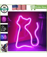 Cute LED Neon Cat Light - Battery or USB Powered Table &amp; Wall Decoration - $280.49 MXN