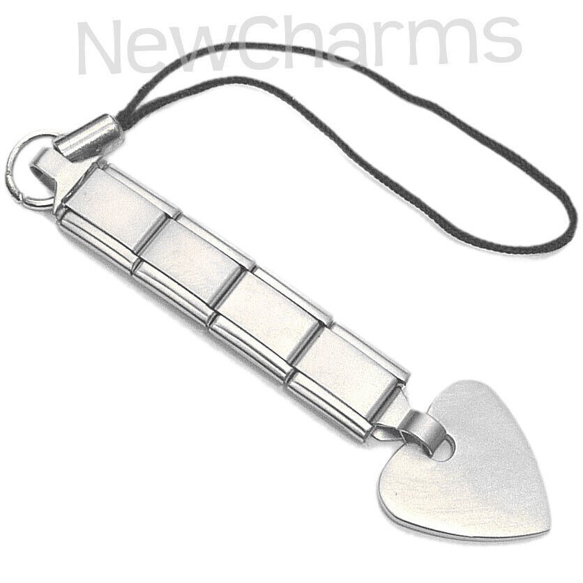 Primary image for Italian Charm Heart Strap Keychain Featuring 9mm Links - Connect to Bag / Purse
