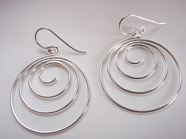 Simple Spiral Dangle Earrings 925 Sterling Silver Corona Sun Jewelry - £11.50 GBP