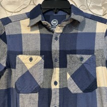 Wonder Nation Boys Blue Flannel Long Sleeve Button Down Shirt Large 10-12 - £7.48 GBP