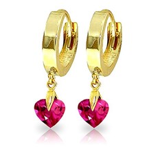 Galaxy Gold GG 1.5 Carat 14k Solid Gold Hoop Earrings Pink Topaz - £218.89 GBP