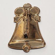 Vintage Christmas Bell Brooch Lapel Pin Red White Green Holiday Enamel Gold Tone - £9.87 GBP